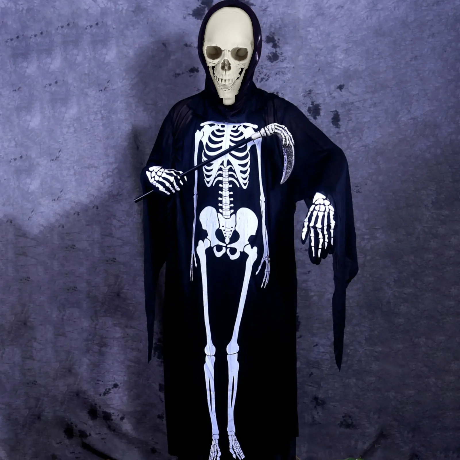 

5.4FT Poseable Skeleton Prop Life Size Plastic Halloween Human Bones Skeleton Party Supplies Photo Prop
