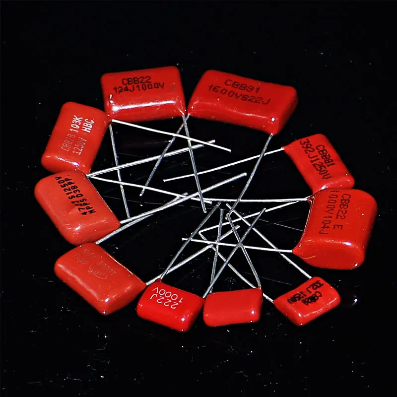 100pcs 1kV 1000V 0.001uf~0.12uf High voltage capacitance CBB metal film capacitors Assortment kit DIY pack 10values Each 10pcs