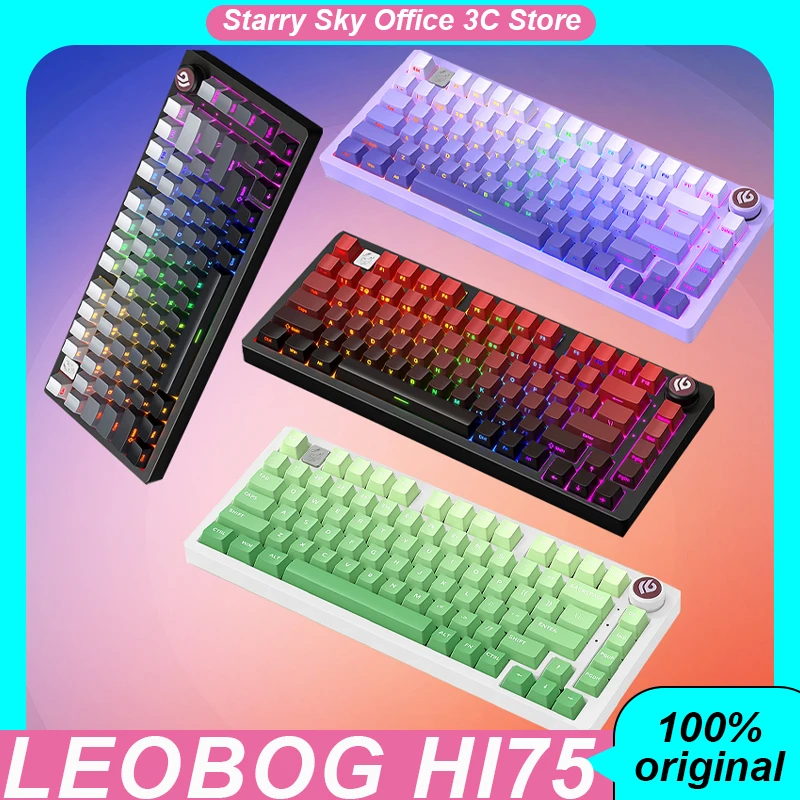 Leobog Hi75 Mechanical Keyboard Aluminum Alloy Multi Functional Knob Magnetic Metal Nameplate Hot Plug Rgb Laptop Gamer Keyboard