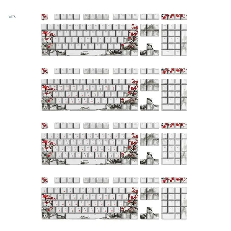 Plum Blossom OEM Russian Korean Japanese Keycap 108PCS for Mechanical Keyboard Dropship