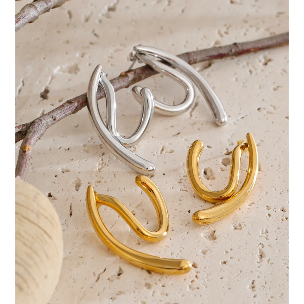 Yhpup Stainless Steel Geometric Unusual Earrings Waterproof Metal Arrivals Creativity Stylish Unique Jewelry Waterproof