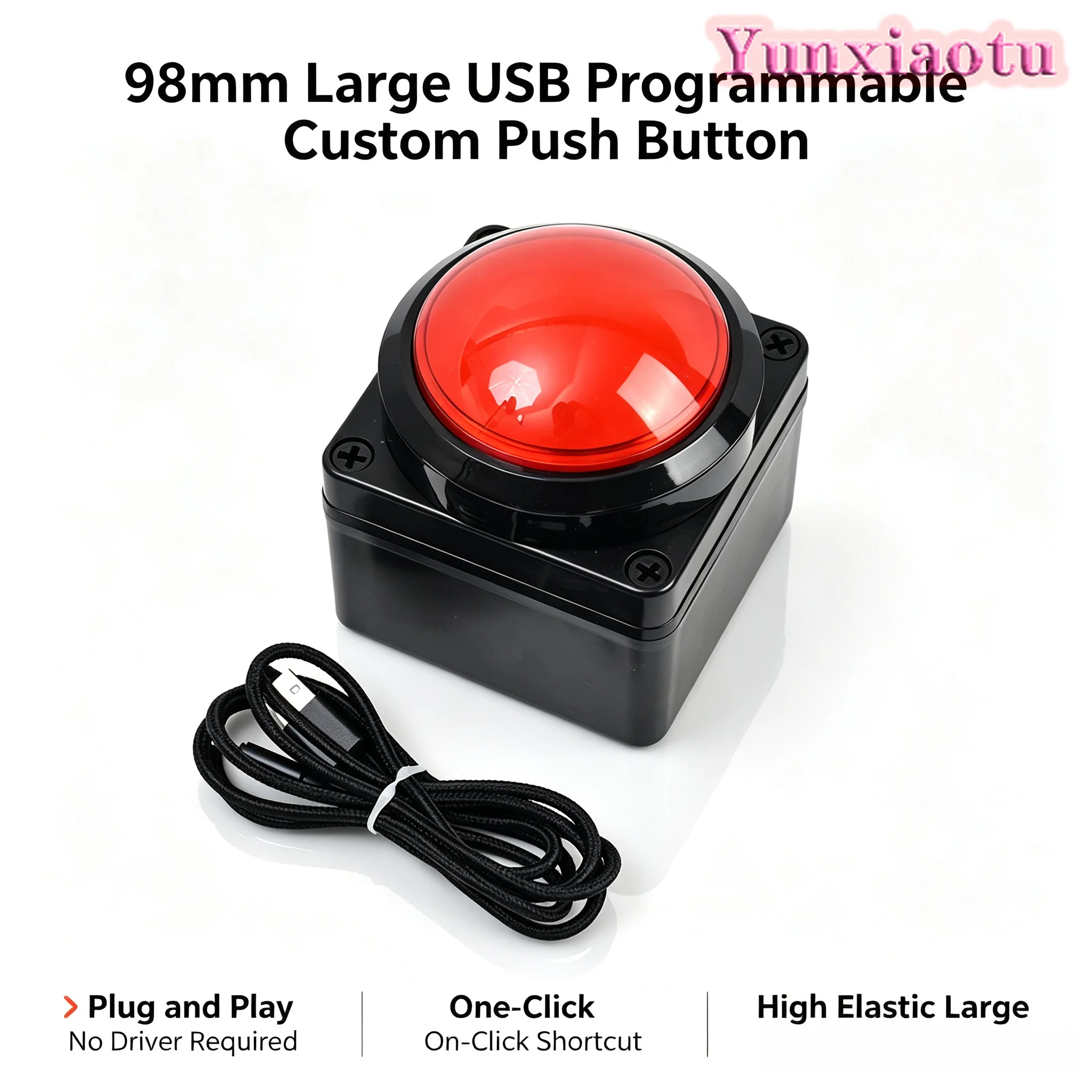 Custom 100mm USB Big Button Switch Remote Buzzer Shortcut Keyboard for Lottery Game and PC Mouse Click Control