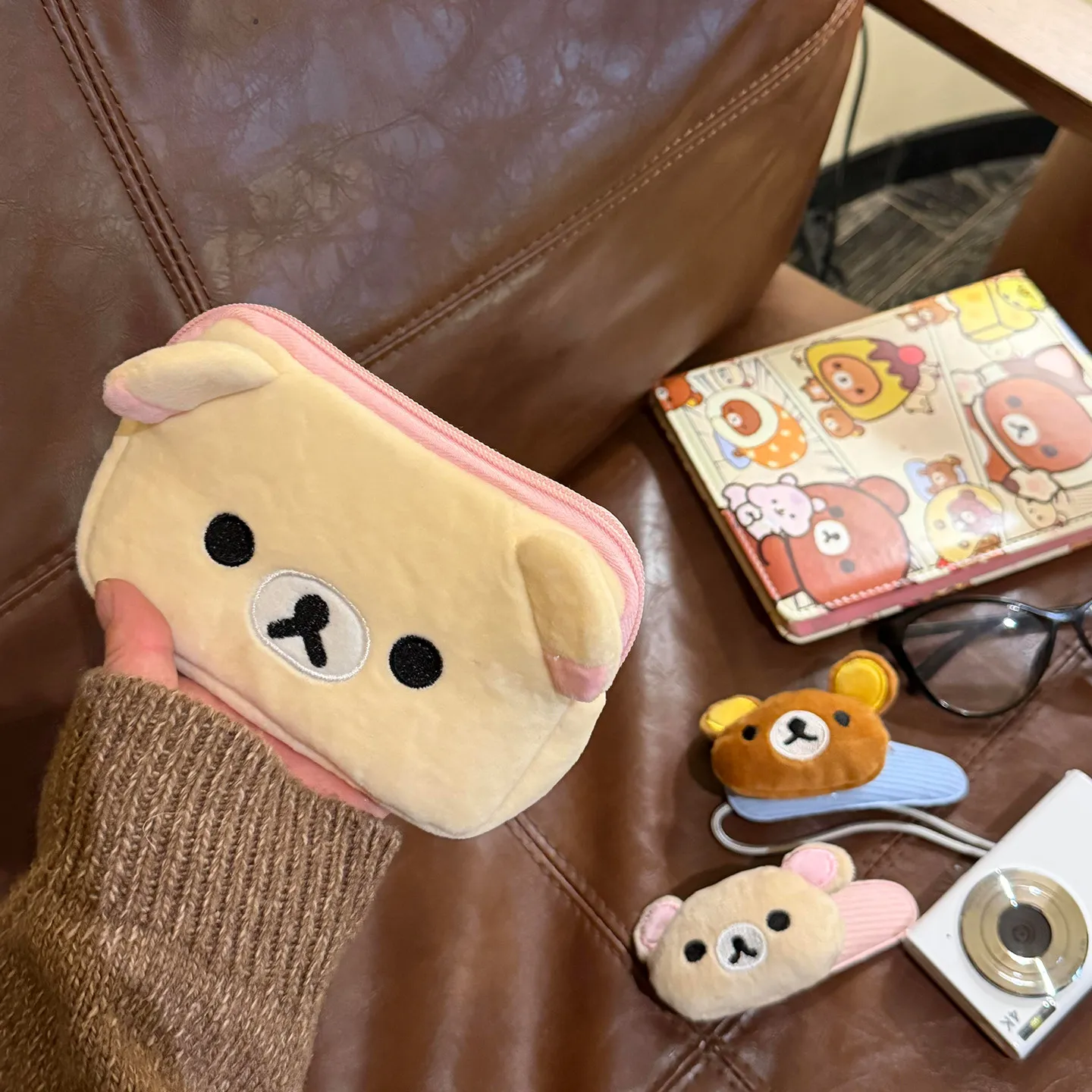 Niedliche Rilakkuma Anime Münzbörse Cartoon Make-up Organizer Aufbewahrungstasche Kawaii Bär Plüsch-Tasche Kosmetiktaschen Mädchen Spielzeug Geschenke