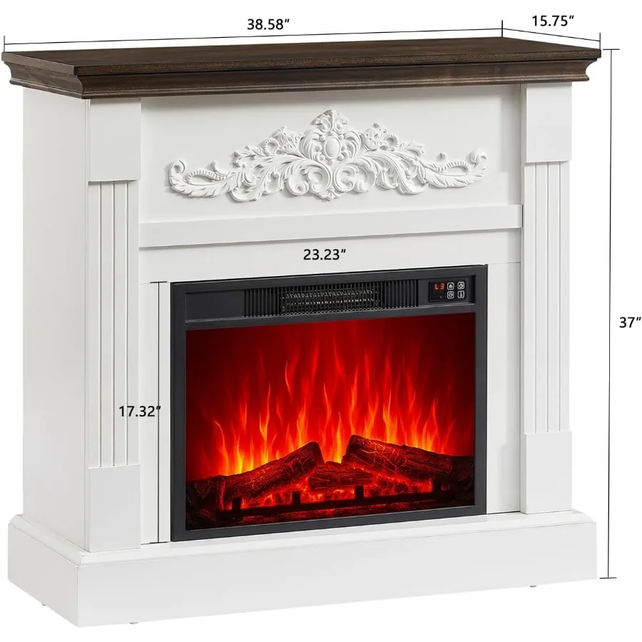 Chimenea eléctrica con chimenea, soporte para TV con inserto de chimenea reemplazable para ambiente acogedor de sala de estar, granja