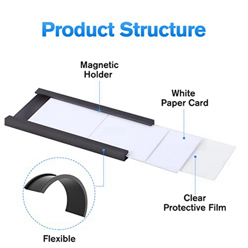 30 Pack Black Label Holder Magnetic Label Holders 1 X 3 In With Magnets Magnetic Name Tags Tool Box Labels For Metal Whiteboard