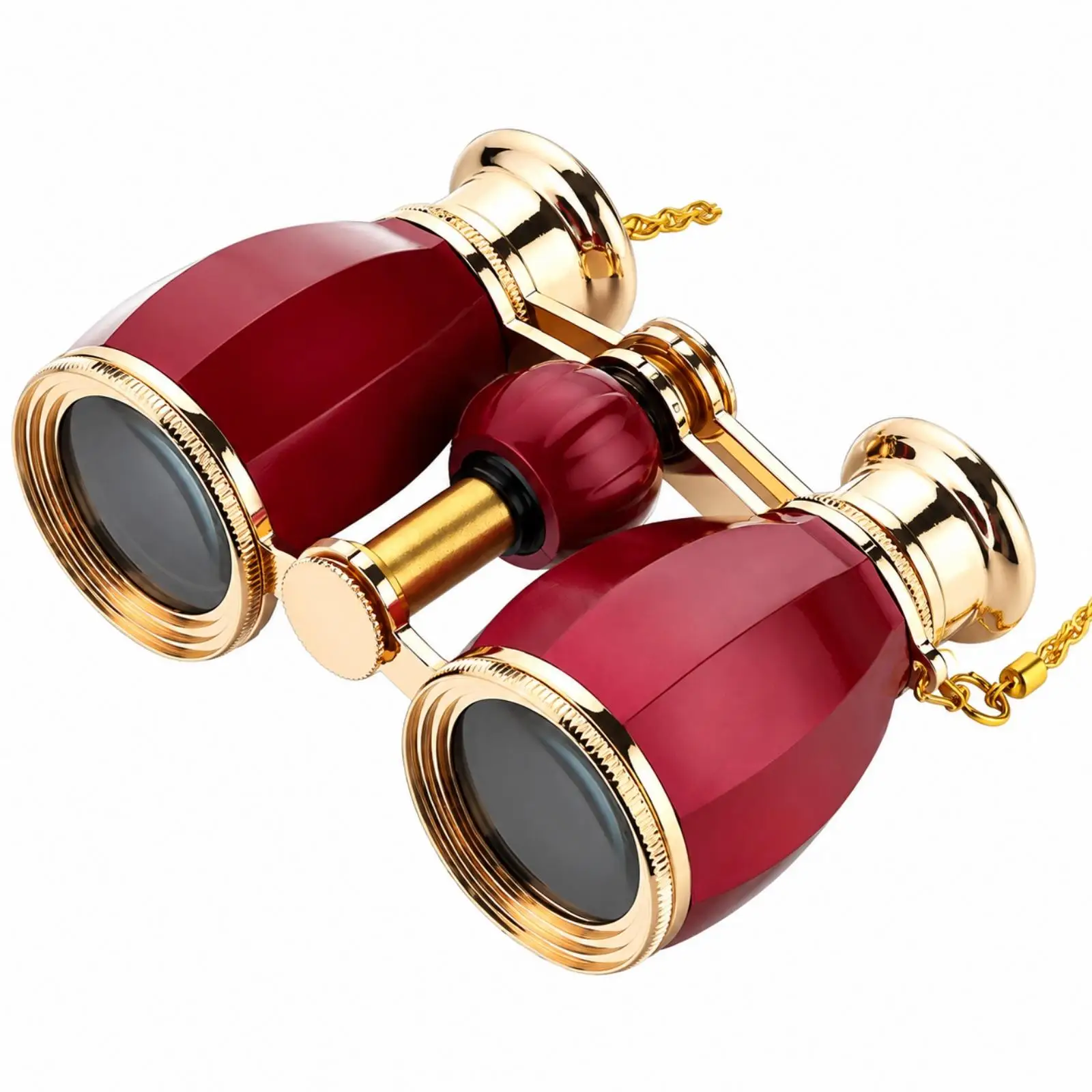 Metal Opera Binoculars for Theater Seated Events 4x30 Magnification with Central Focus and Vintage Carrying Chain