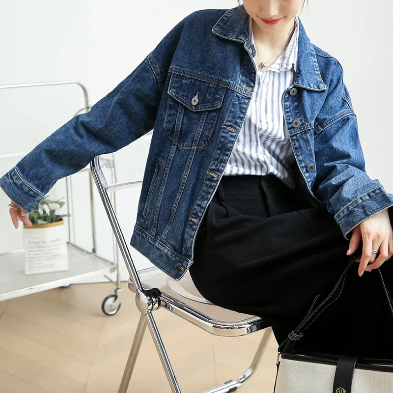 المرأة الزرقاء خمر، الربيع والخريف نمط كوري جديد فضفاض متعدد الاستخدامات Ins الاتجاه ملابس خارجية #4