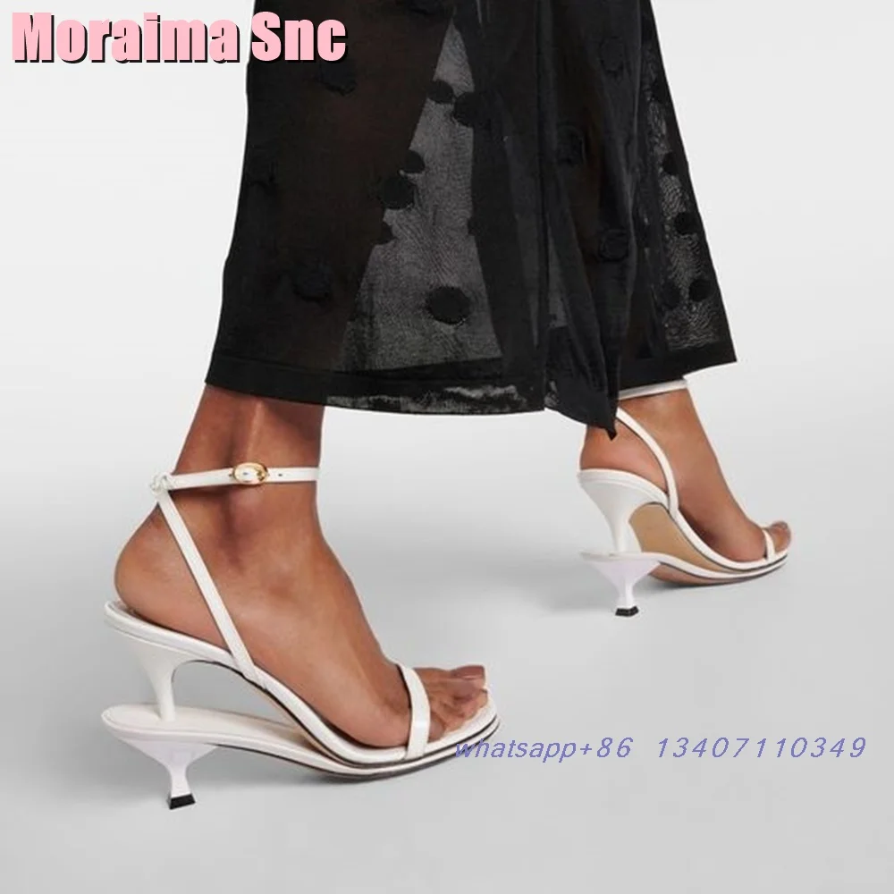 2024 New Double Heel Sandals Round Toe Unique High Heeled Ankle Buckle Fashion Women's Runway Sandals Summer Shoes Mixed Colors