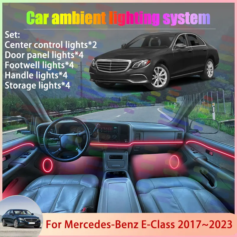 

For Mercedes-Benz E-Class W213 MK5 2017~2023 2018 2/18 in 1 Car Atmosphere Light Lamp RGB Shade Ensemble Streamer Atmosphere Set