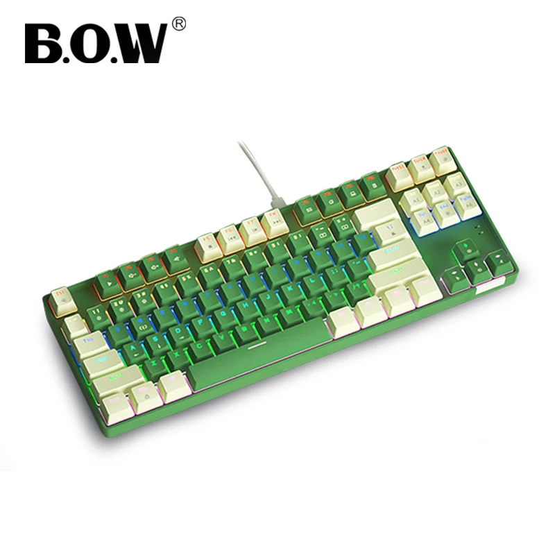 

Игровая клавиатура BOW 75% с проводом, 87 клавиш, популярная компактная механическая клавиатура для игрового компьютера