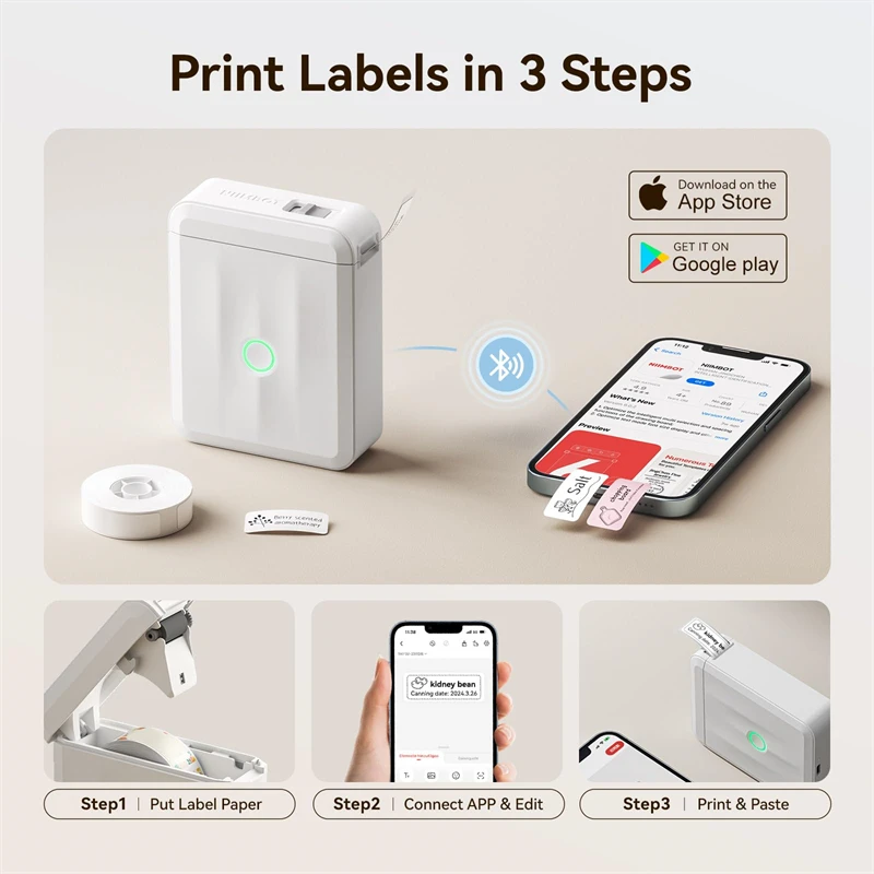 Imagem -04 - Niimbot D110 Versão Atualizada Impressora de Etiquetas Térmica Mini Portátil Inteligente Fabricante de Etiquetas com Fita para Escritório Casa Cozinha Escola