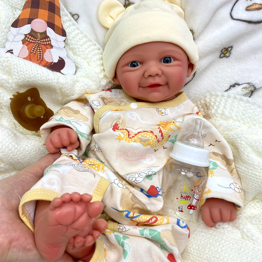 17" Full Silicone Reborn Baby Doll Adorable Smile Reborn Bebe Girl/Boy 3D Painted Skin Newborn Doll Collectible Limited Edition