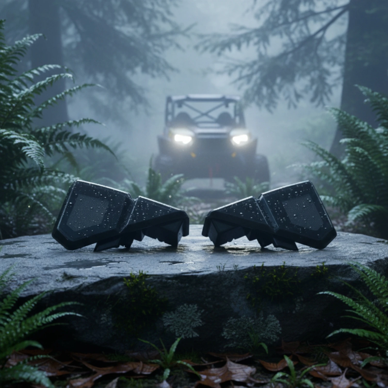 UTV Brake Tail Lights Angular UTV Tail Lights Black High-Power for Trail Riders, Work Duty