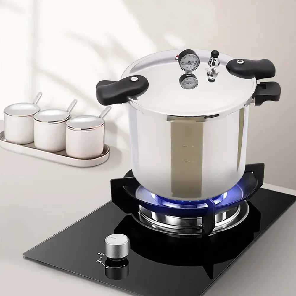 

Large 22L Pressure Canner Cooker, Kitchen Cookware with 90kpa Pressure Gauge and Safety Release Valve for Canning
