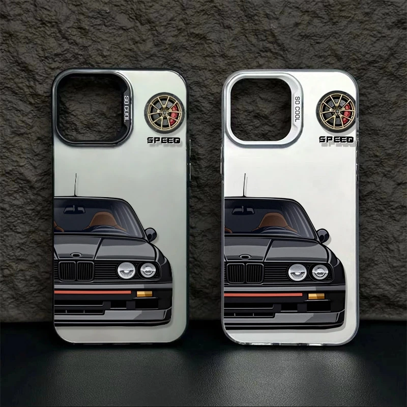 

For iPhone 17 Pro Max Case An IMD Color Silvery Car Print Style Silicone Phone Case For iPhone XS X XR 7 8 Plus 16E 17 Air Cover