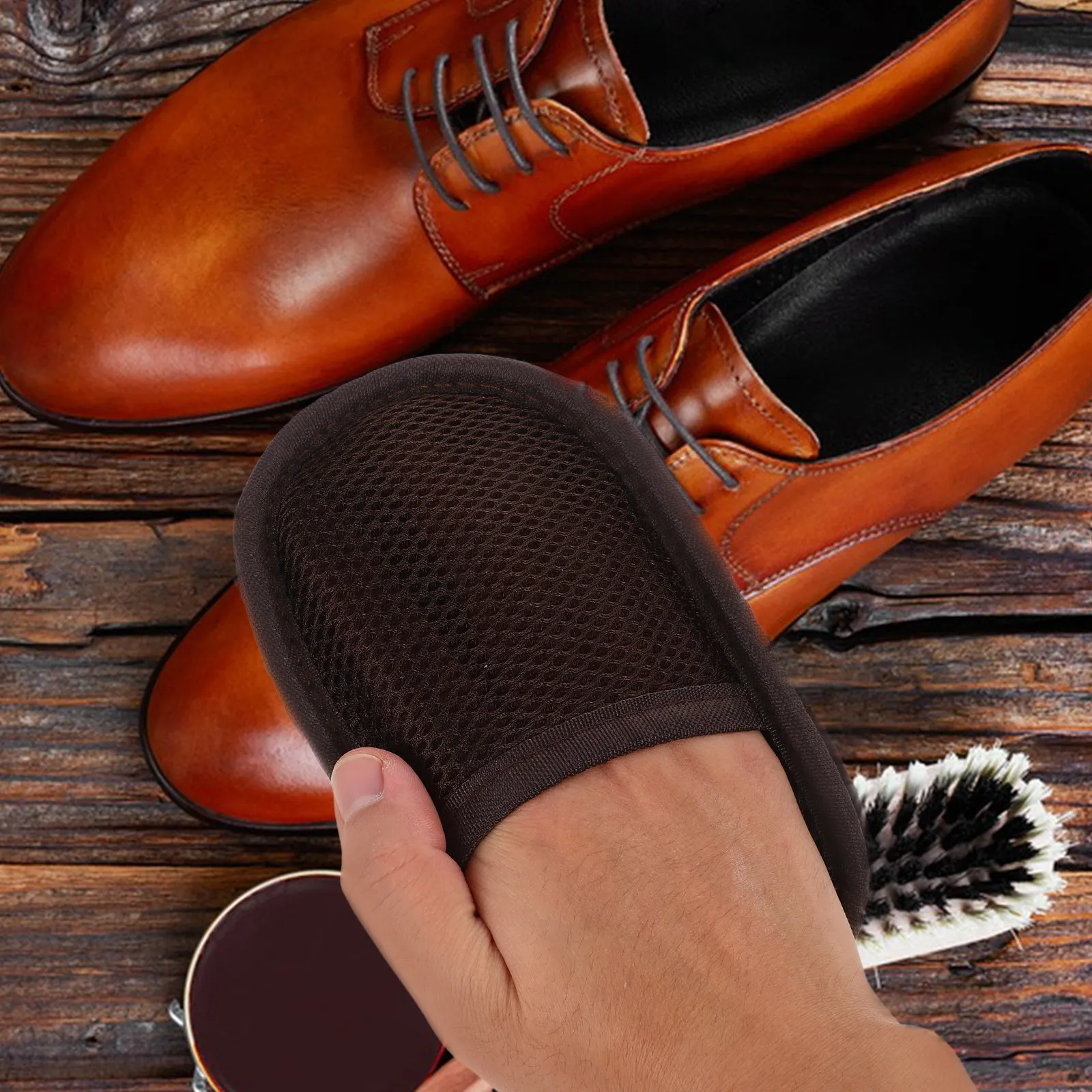 Shoe Polishing Mitt Faux PU Bag Cleaning Gloves High Density Soft Shoe Shine Cloth Car Wax Pads Scratch Free - view 3