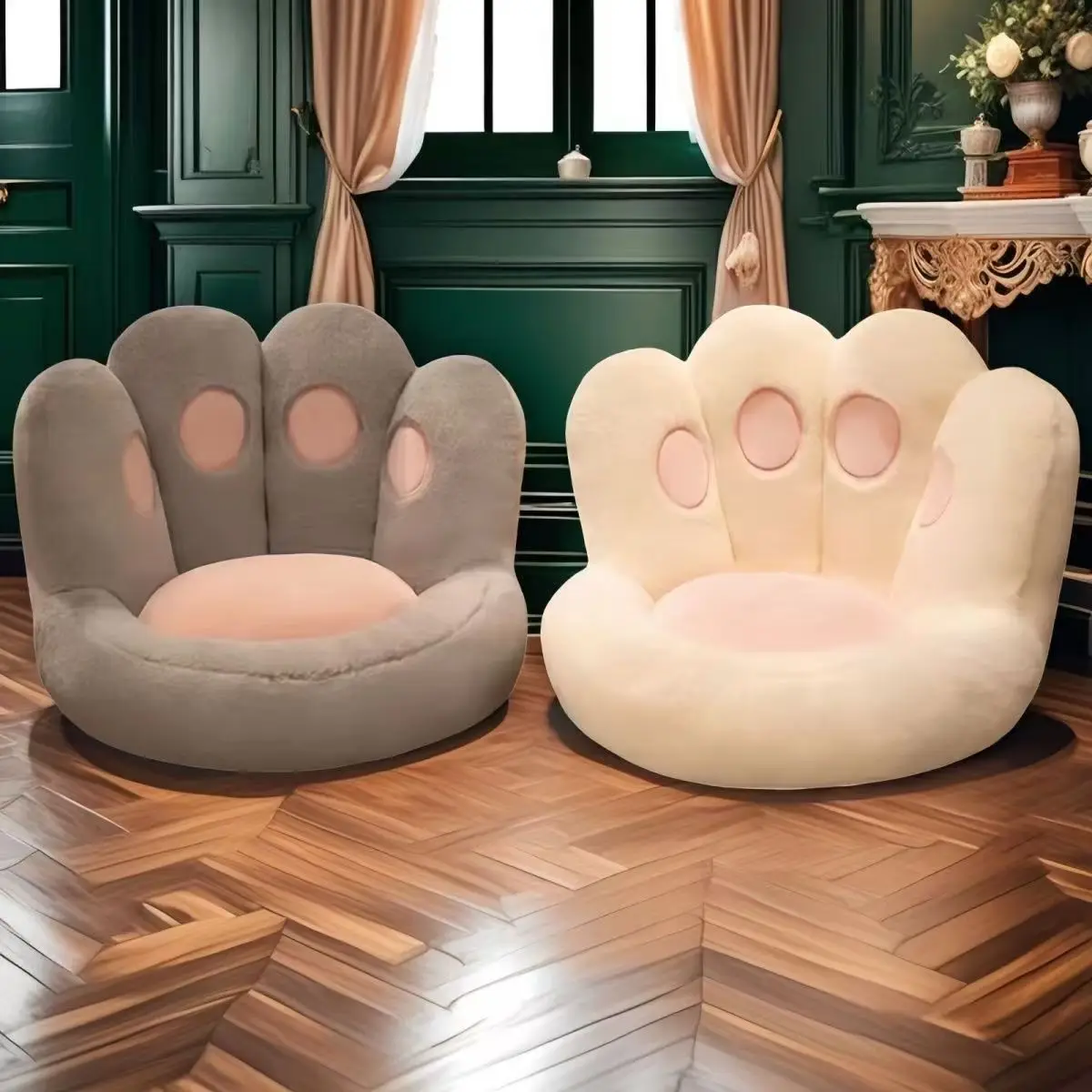& Cat Paw Shaped Lazy Sofa Cushion, Soft Tatami Floor Mat for Bedroom Bay Window Bedside Home Decoration