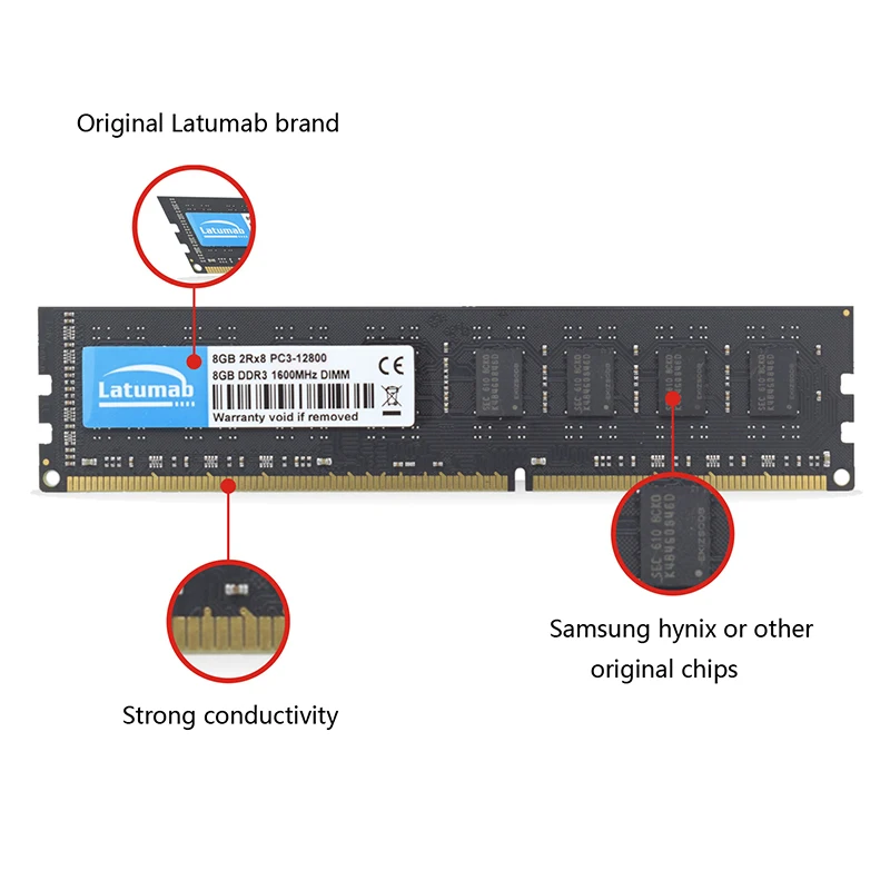 Memória RAM DDR3, Memória de PC para Intel AMD, 8GB, 1600, 1866, 2133, 2400 MHz, PC3-12800, 17000, 19200, 240PIN, DIMM 1.5V