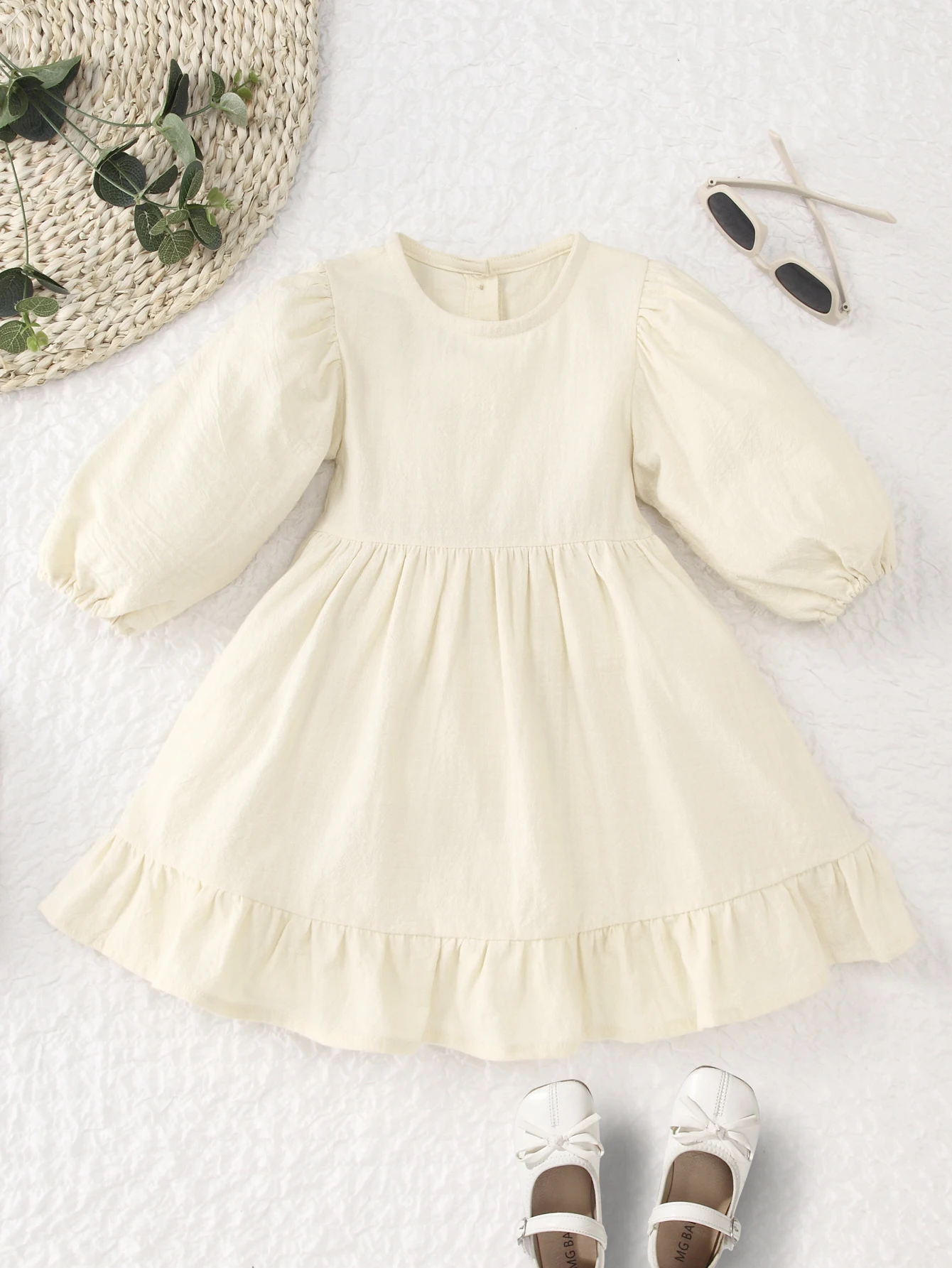 Spring Toddler Girls Dress Cotton Solid Full Sleeve Children Dress Ruffles Kids Dresses for Girls Fashion Girls Clothing