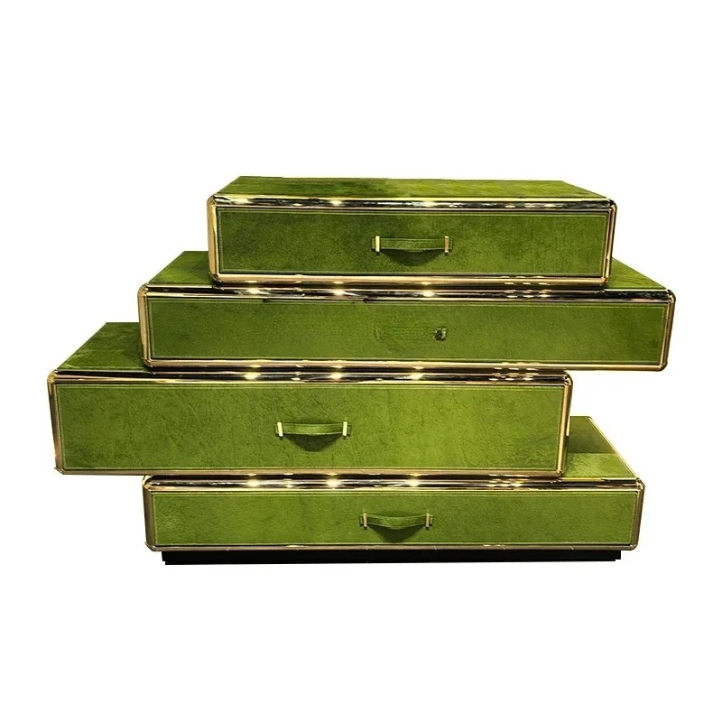 

Итальянский легкий роскошный шкаф из конского волоса, простой входной шкаф-ведро из нержавеющей стали, вилла, арт-дизайнер, декоративный шкаф с ящиком