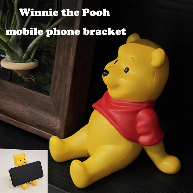 

Cute Phone Stand Anime Style Winnie The Pooh Ornament Adorable Phone Support Bracket Desktop Decor for Bedroom and Office