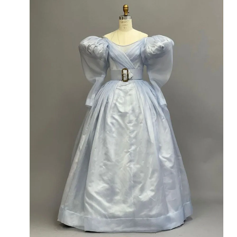 Robe de princesse victorienne bleu clair du 18ème siècle, Costume de soirée de rénesse pour femmes, Costume de fête de thé à la mode