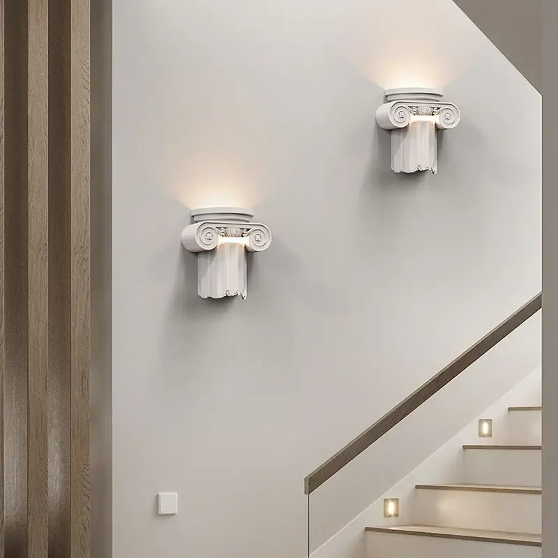 European style Roman column decorative lamp, creative wall lamp, staircase mounted French wall lamp, gypsum wall lamp