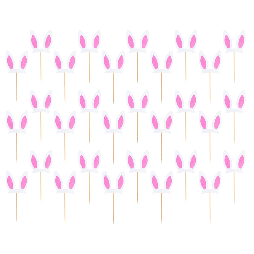 

30 Pcs Ears Toppers Bunny Decor Decoration For Cake Paper Easter Party Supplies Cake Decorations Festive Accessories