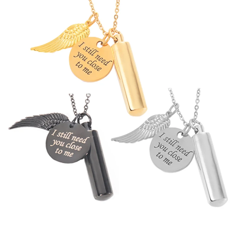 Urn Ashes Pendant Memorial Souvenirs Human Casket Necklace Cremation Keepsake Gift Custom Funeral I Still Need You Close To Me