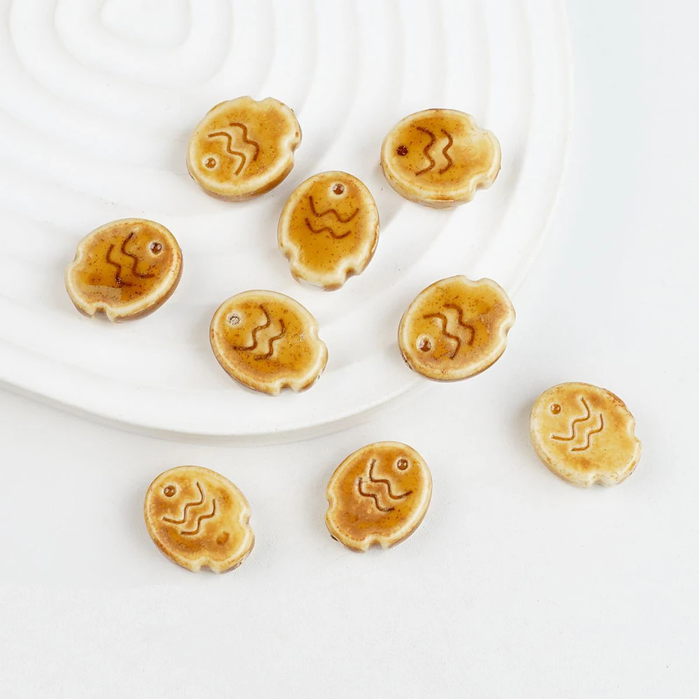 10Pcs Cute Biscuit Fish Beads Charms Ceramic Spacer Loose Beads For Jewelry Making DIY Bracelet Accessories - view 2