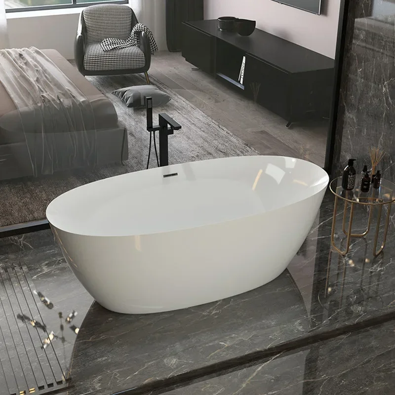 Acrylic bathtub household small apartment independent bathtub thin edge oval Internet celebrity hotel double insulation bathtub