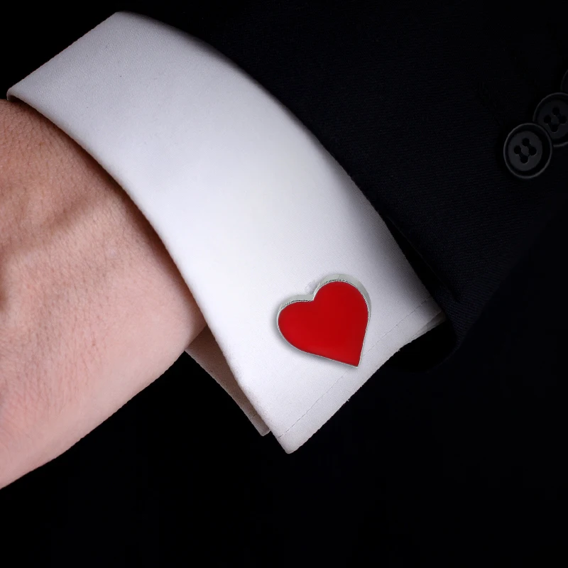 Wedding Cuff Links Romantic Red Blue Black Heart Design Cufflinks Quality Valentine Gift Tuxedo Button For Husband BoyFriend