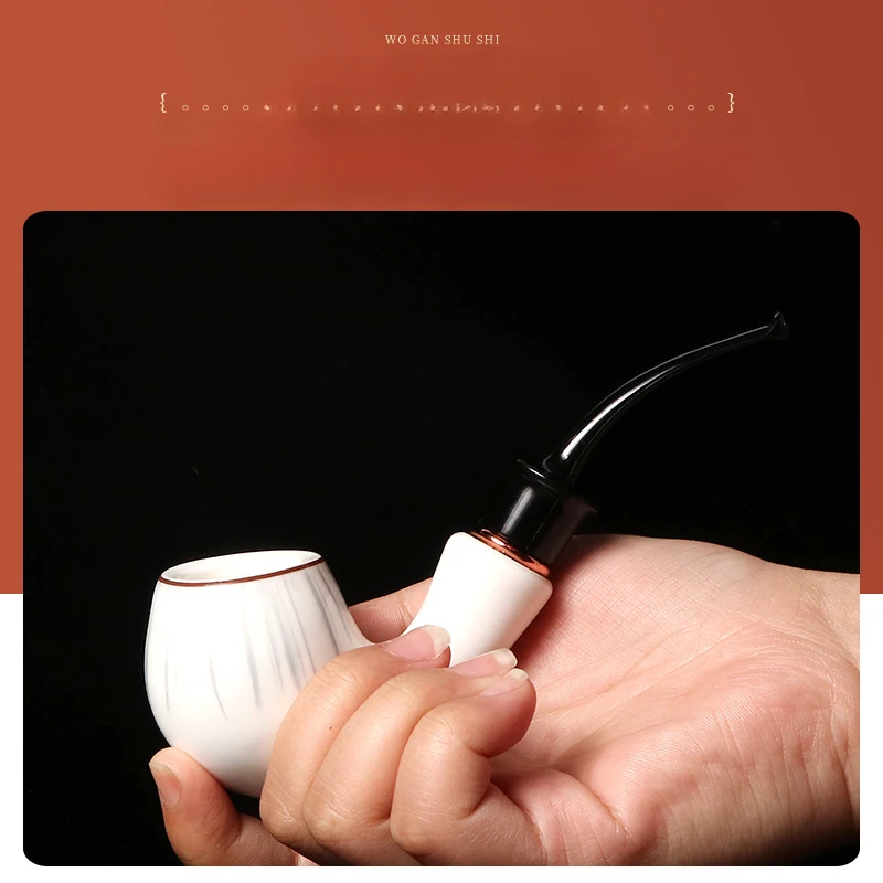 9mm Flue Ceramic Bent Smoking Pipe Portable and Washable Pipe With Built-In Filter Element