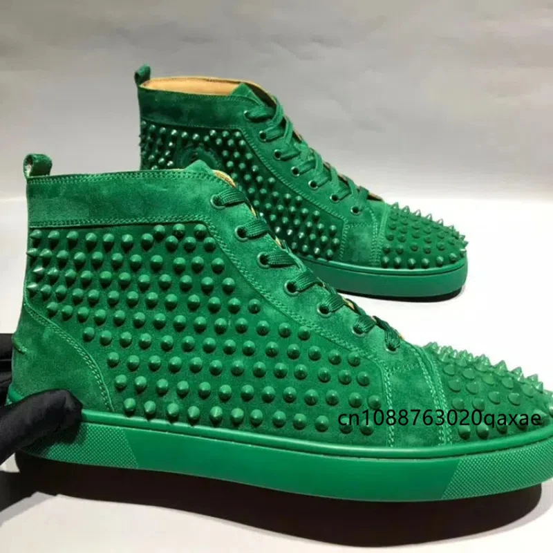 Women\'s shoes, red soled shoes, high top men\'s shoes, green full diamond studded casual shoes, couple\'s shoes, board shoes