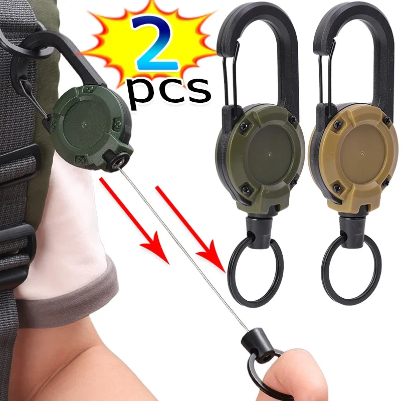 מחזיק מפתחות עם חוט פלדה שאינו שביר בקלות, מחזיק מפתחות מתקפל עם קרבינר, גלגל משיכה, מחזיק מפתחות לתיקים, חגורות ומחזיק מפתחות קיץ