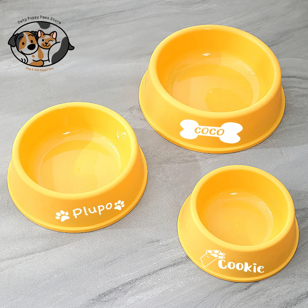 Custom Plastic Dog Bowls with Pet Name, Non-Slip, Christmas, Birthday Gifts for Pet,Personalized Pet Bowl, Feeder for Dog or Cat