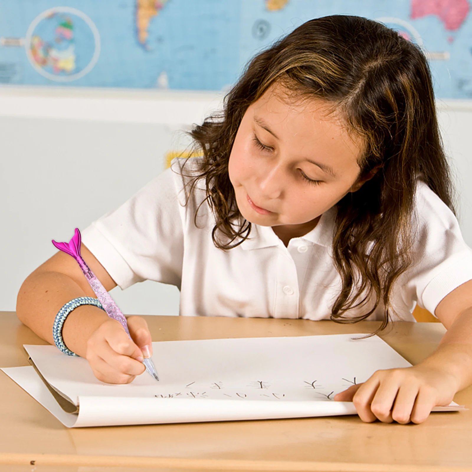 

4pcs Mermaid Pen 1 0mm Blue Ballpoint Pens Lovely Design Kids Students Writing Drawing Marking Blessing Cards Student