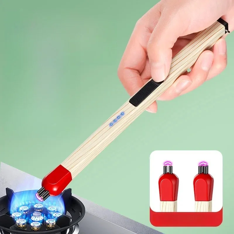 New Extended Match Charging Lighter Windproof USB Arc Portable Pendant Matchstick Aromatherapy Kitchen Camping Lighter
