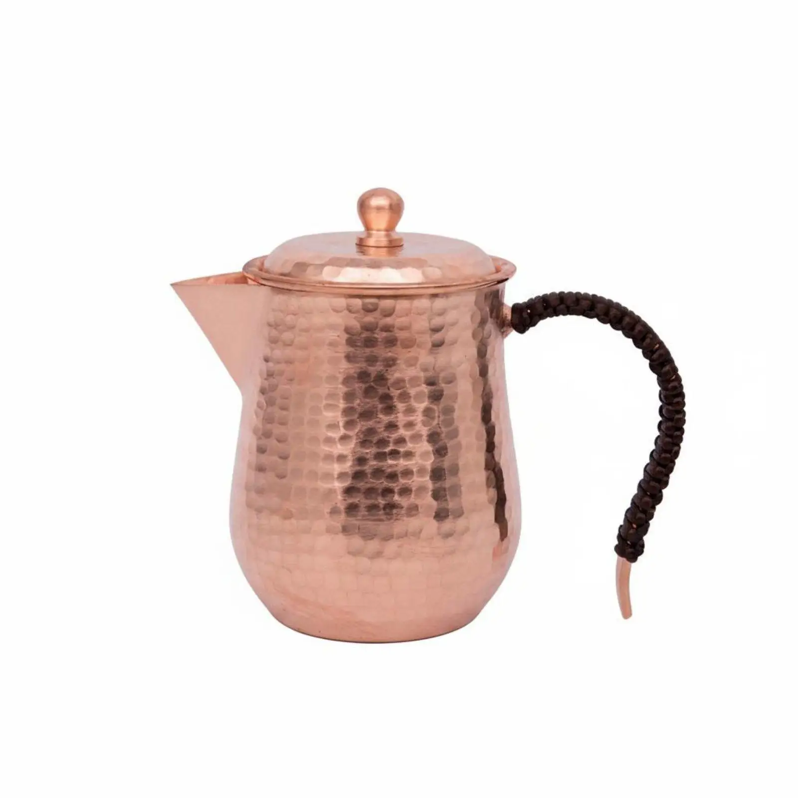 Traditional Pure Copper Tea Kettle Spouted Container with Copper Infuser for Loose Leaf Tea Hammered Texture Ergonomic Grip