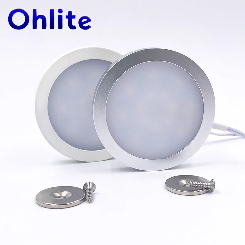 Dimmable Slim Magnetic Downlight, gabinete LED Mini Light, montagem em superfície, ultra fino, 3W, 5W, 12V, 24V, iluminação interior do carro