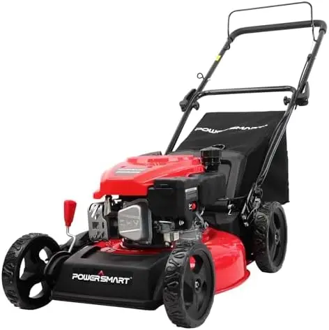 EasyCut 18-Inch Gas Lawn Mower, 144cc 4-Stroke OHV Engine, Push Walk-Behind, 3-in-1 Mulch/Bag/Side Discharge, Steel