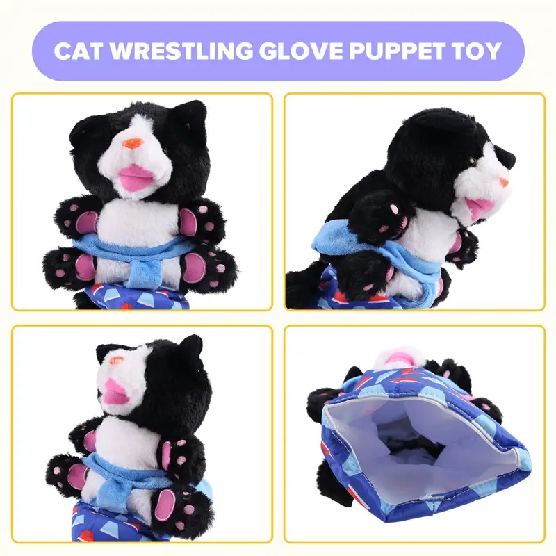 YSUN-Cat Wrestling Glove Puppet -Protective Sleeve Included, Interactive Cat Wrestler Hand Mitt Featuring Catnip Enrichment