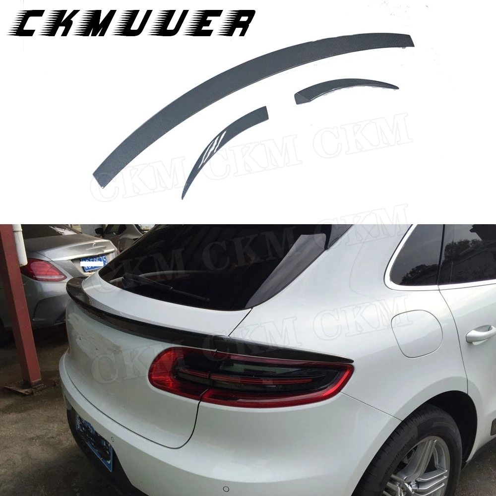 

CKMUUER Carbon Fiber Rear Middle Spoiler 3 PCS for Porsche Macan Spoiler 2014 -2018 FRP Back Trunk Waist Trims Rear Boot Spoiler