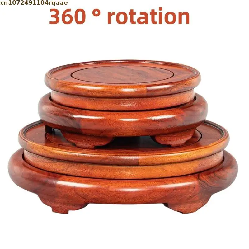 

2 Types Rotatable Miniature Wooden Base Figurines Vase Flower Pot Sorting Table Stand Tea Sets Pedestal Candy Table Furniture