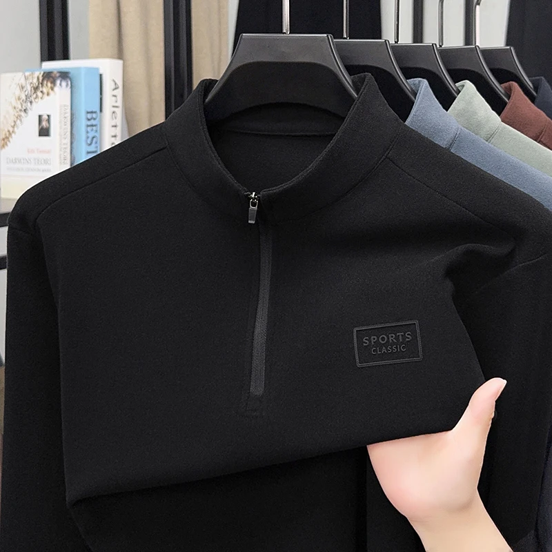 

Sweatshirt Men's Autumn and Winter New Style Loose Fitting Pullover Stand Collar with Fleece Men's Long Sleeves