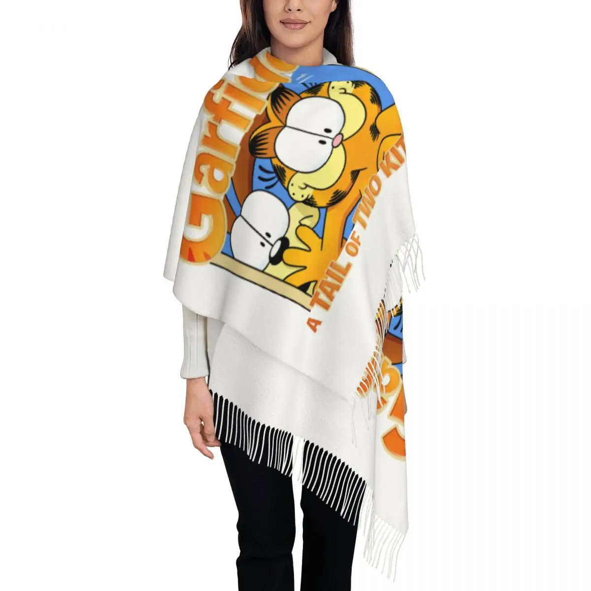 Personalized Print Fashion Garfields Scarf Women Men Winter Warm Scarves Funny Cat Shawl Wrap