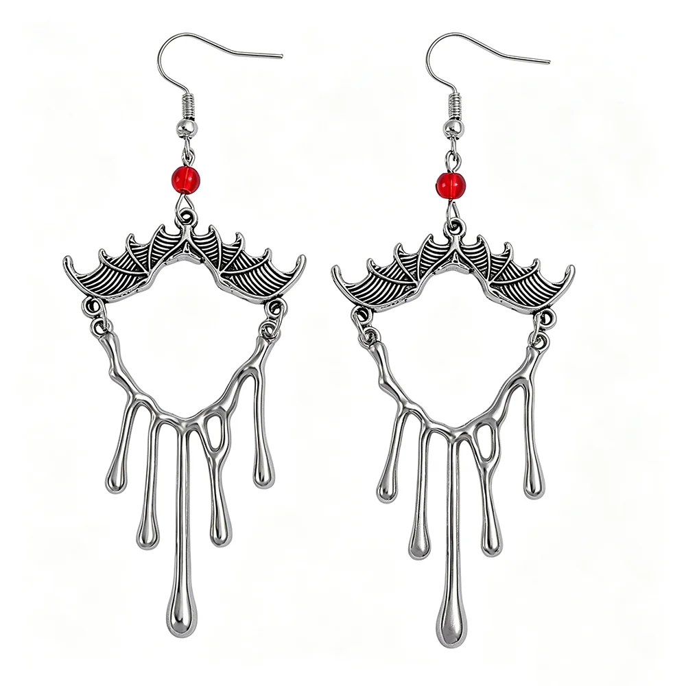 Pendientes largos con forma de murciélago, de estilo oscuro, accesorios modernos y personalizados, llamativos y versátiles para el uso diario.