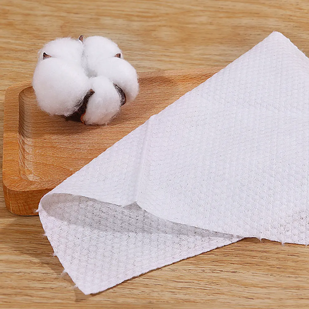 1 Roll Pure Cotton Face Towel Thickened Pearl Stripe Disposable Face Cloth for Travel Hotel Home Facial Cotton Tissue Cleaning