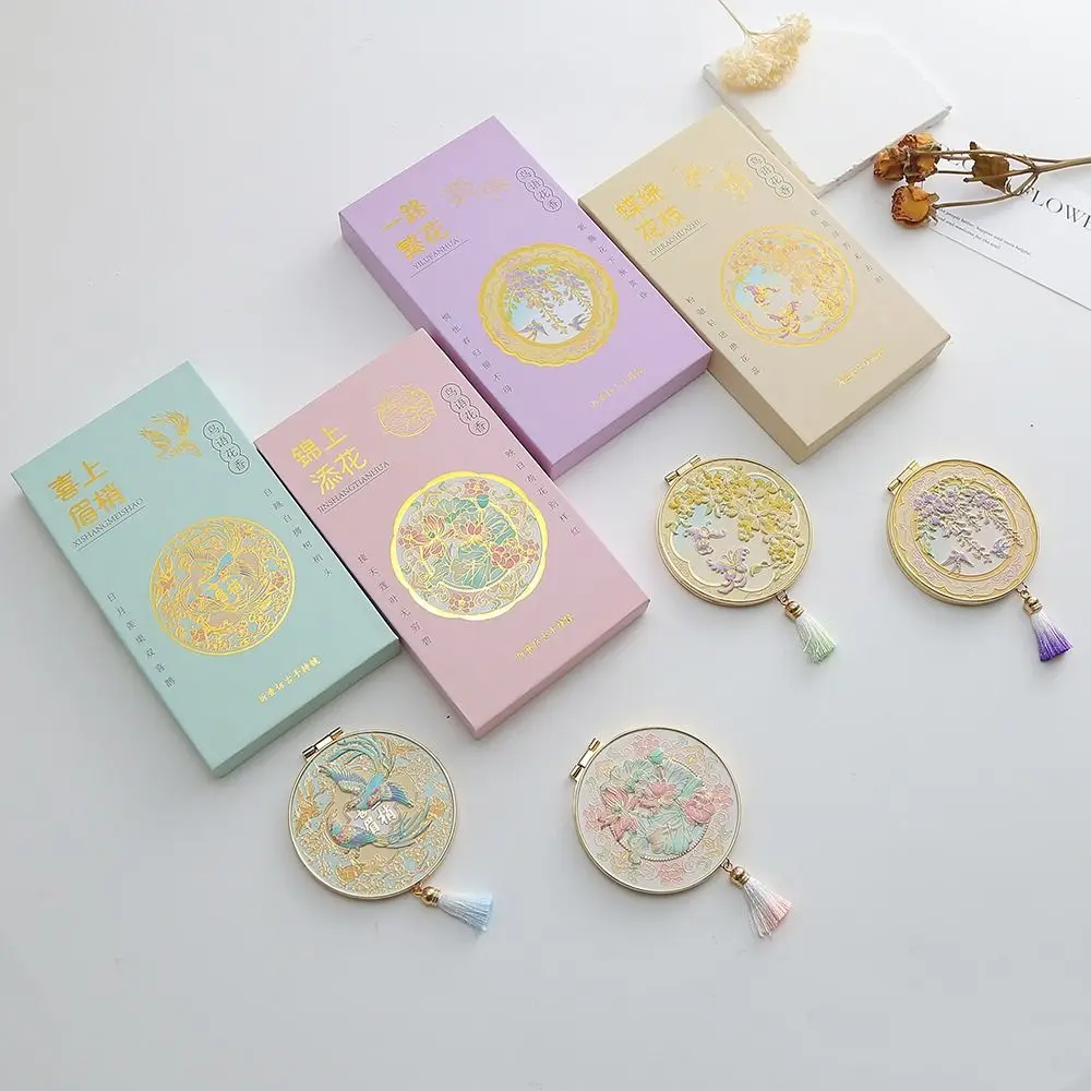 Chinese Style Metal Makeup Mirror Folding Portable Cosmetic Mirror Exquisite Creative Handheld Mirror Women