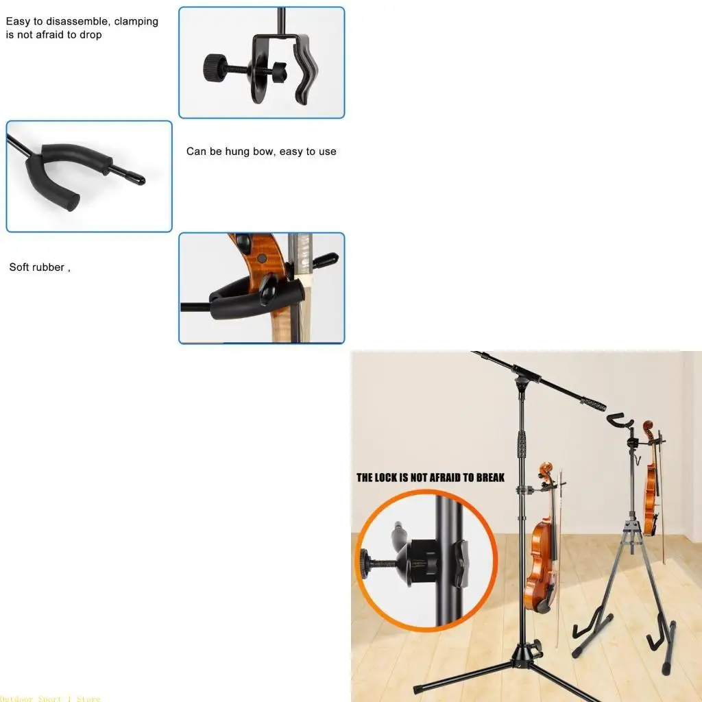 A0KA Violin Viola Hanger for Music Stand Violin Viola Hook Violin Holder Hook Microphone Or Sheet Music Stand Violin Holder
